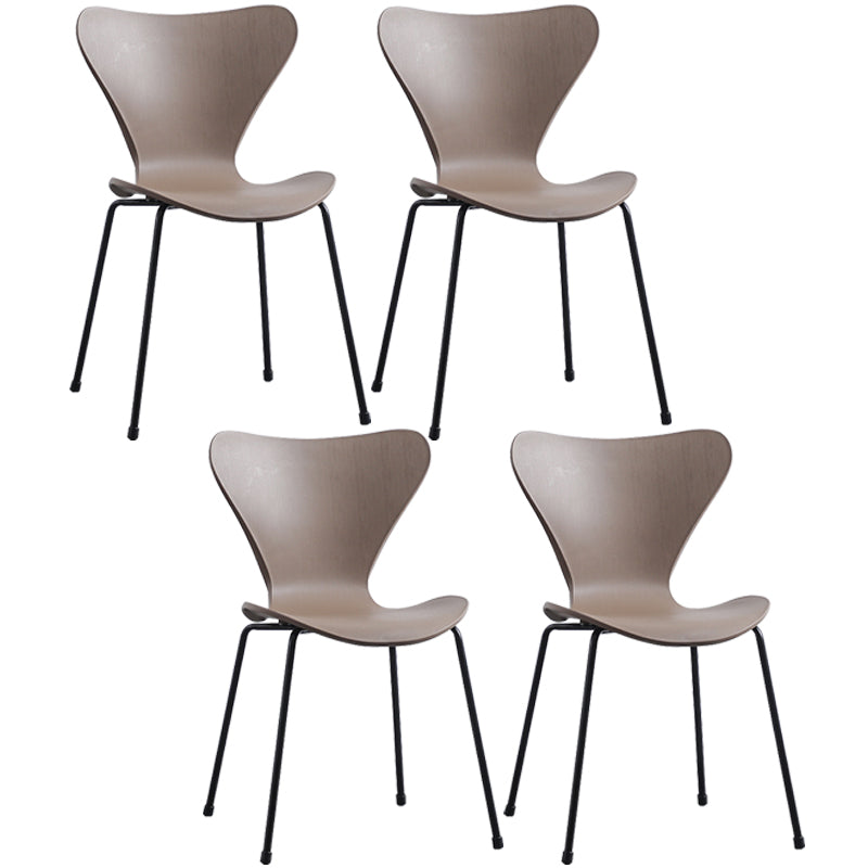 Glam Style Metal Side Chair Solid Back Matte Finish Home Use Dining Chair