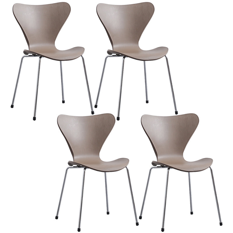 Glam Style Metal Side Chair Solid Back Matte Finish Home Use Dining Chair