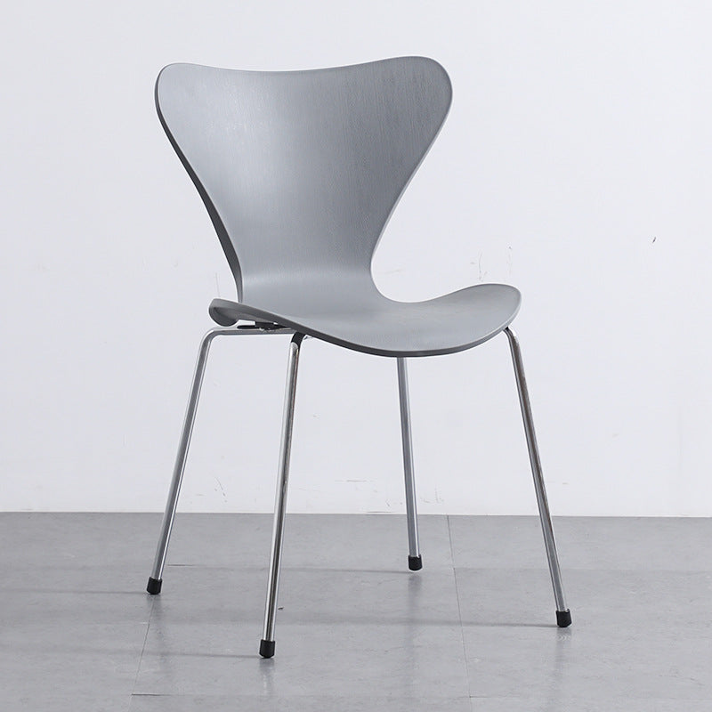 Glam Style Metal Side Chair Solid Back Matte Finish Home Use Dining Chair