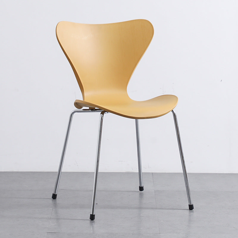 Glam Style Metal Side Chair Solid Back Matte Finish Home Use Dining Chair