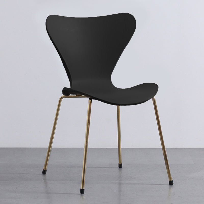 Glam Style Metal Side Chair Solid Back Matte Finish Home Use Dining Chair