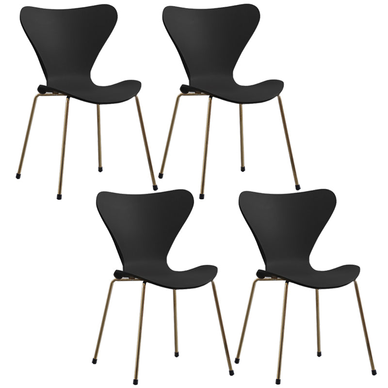 Glam Style Metal Side Chair Solid Back Matte Finish Home Use Dining Chair