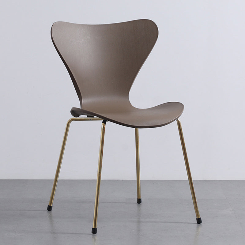 Glam Style Metal Side Chair Solid Back Matte Finish Home Use Dining Chair