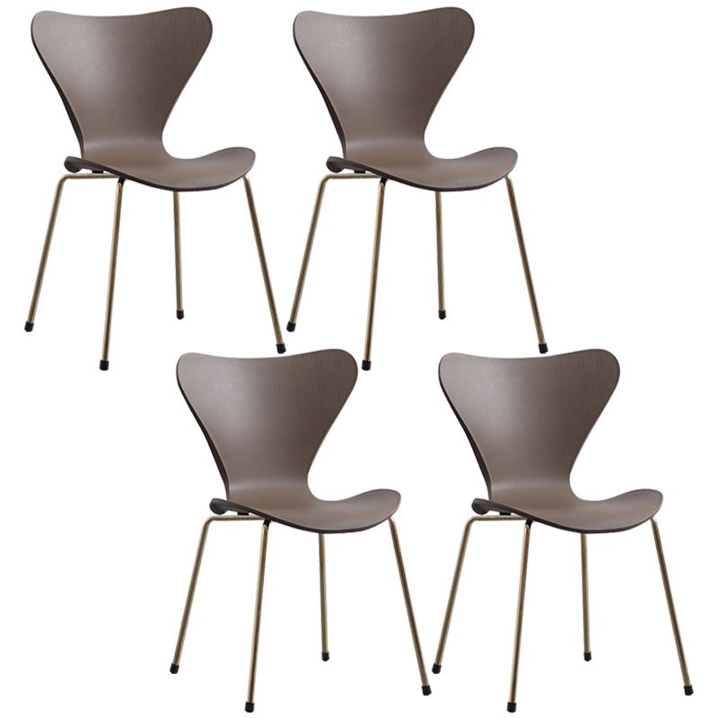 Glam Style Metal Side Chair Solid Back Matte Finish Home Use Dining Chair