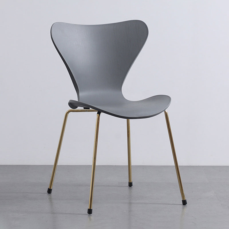 Glam Style Metal Side Chair Solid Back Matte Finish Home Use Dining Chair