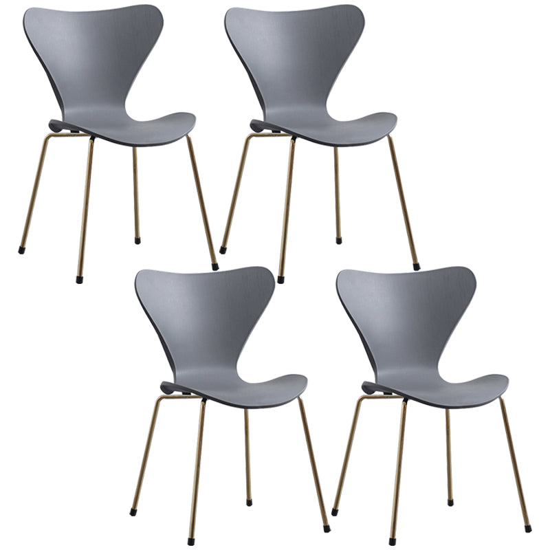 Glam Style Metal Side Chair Solid Back Matte Finish Home Use Dining Chair