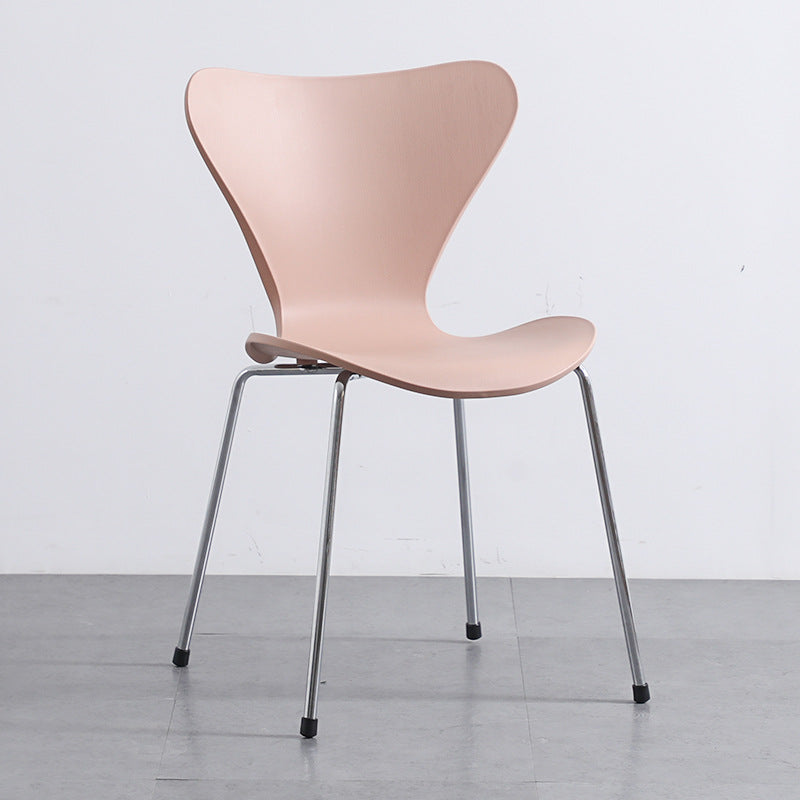 Glam Style Metal Side Chair Solid Back Matte Finish Home Use Dining Chair
