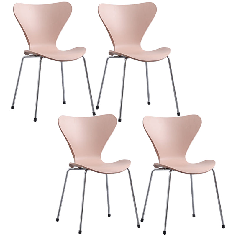 Glam Style Metal Side Chair Solid Back Matte Finish Home Use Dining Chair