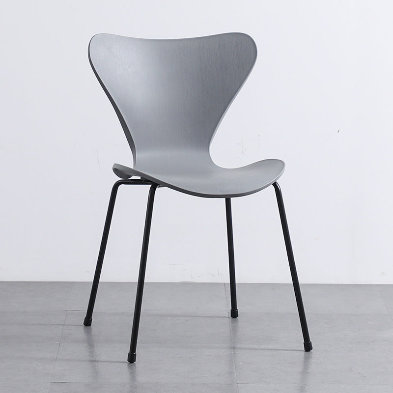 Glam Style Metal Side Chair Solid Back Matte Finish Home Use Dining Chair