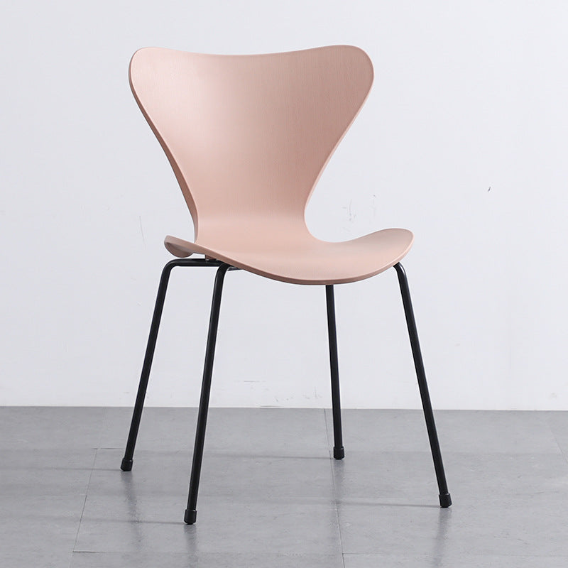 Glam Style Metal Side Chair Solid Back Matte Finish Home Use Dining Chair