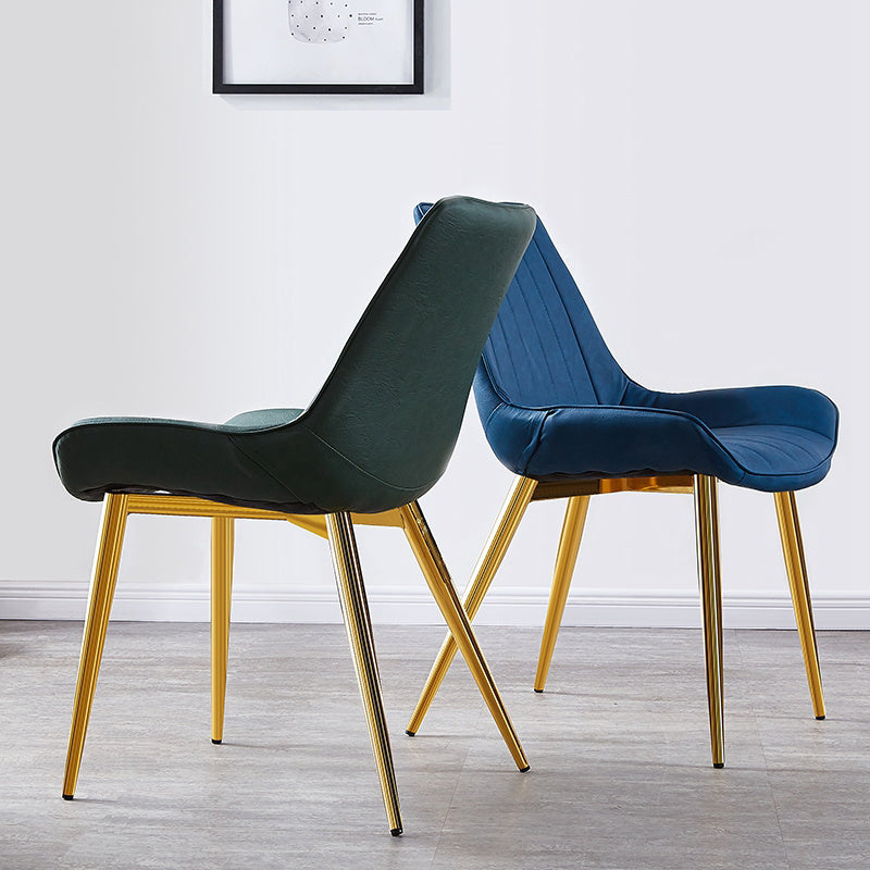 Sedia da pranzo in stile glam sedia wingback parsons sedia con 4 gambe in metallo per uso domestico