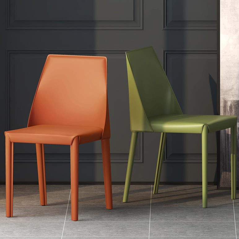Modern Style Leather Dining Chair Matte Color Kitchen Side Parsons Chair