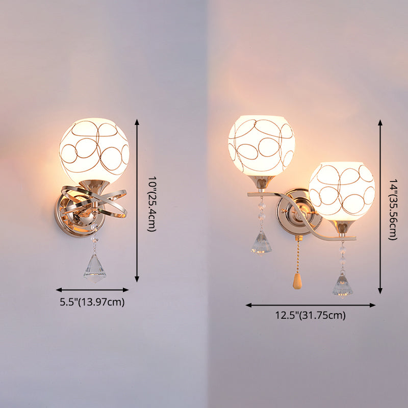 1-licht ronde wand SCONCE Moderne eenvoudige stijl glazen wandverlichting in zwart en goud