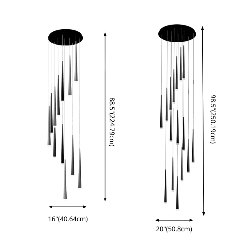 Stairs Pendant Light Fixture Metal Line Shape Modern Style Multiple Hanging Light