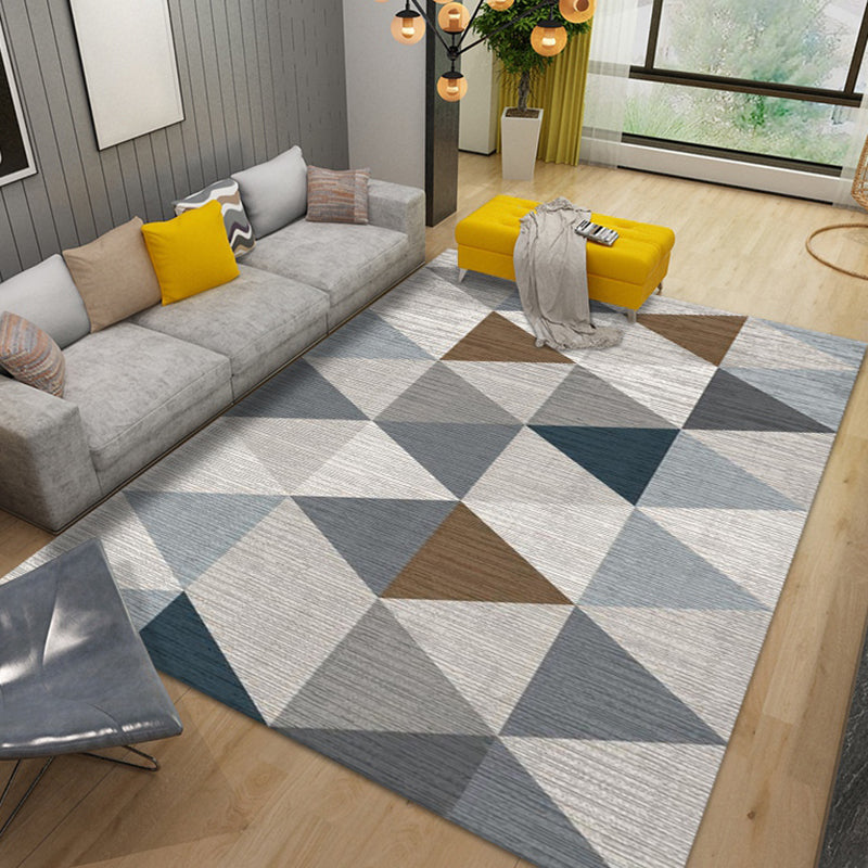 Yellow Tone Casual Area Carpet Polyester Geometric Print Indoor Rug Washable Carpet for Living Room