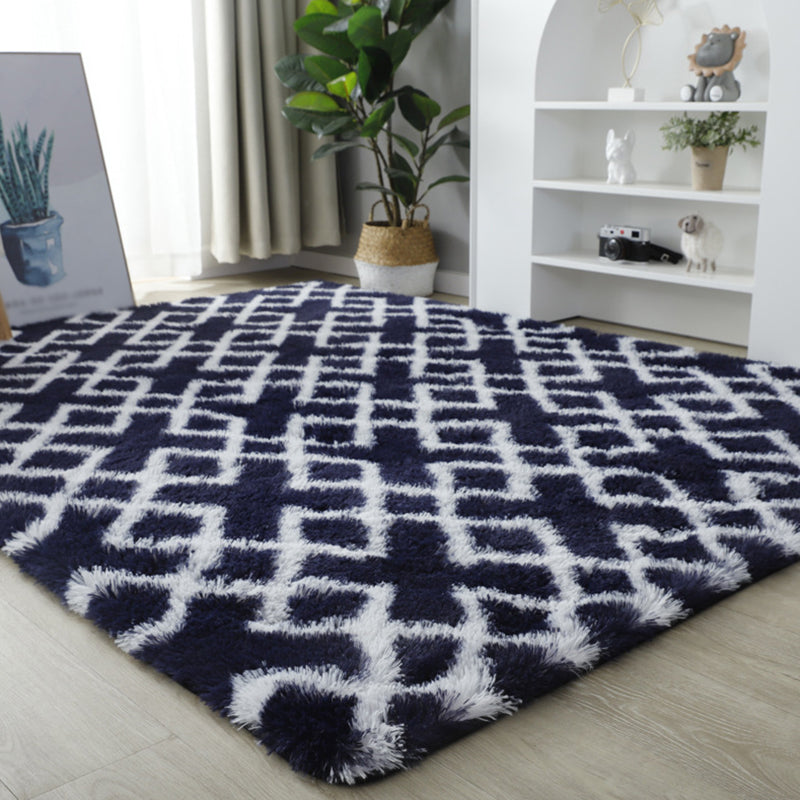 Individuality Geometry Printed Rug Modern Shag Area Carpet Non-Slip Backing Carpet for Home Decor