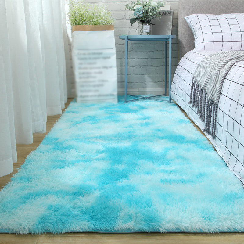 Creative Tie-dyed Rug Funky Shag Indoor Carpet Polyester Non-Slip Backing Rug for Home Decoration