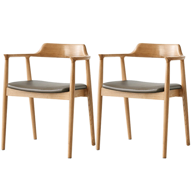 Modern Style Wooden Matte Finish Dining Arm Chair Open Back Arm Chair for Home Use