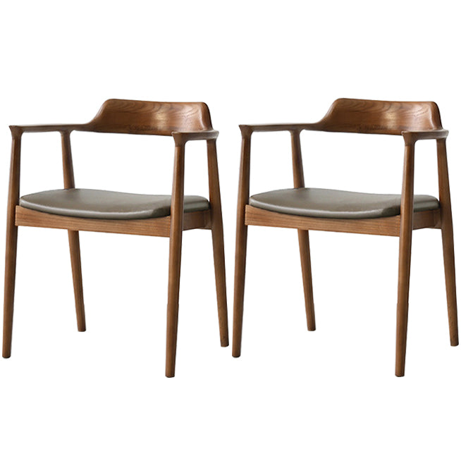 Modern Style Wooden Matte Finish Dining Arm Chair Open Back Arm Chair for Home Use
