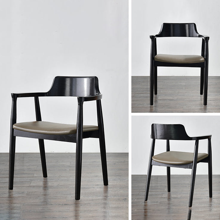 Modern Style Wooden Matte Finish Dining Arm Chair Open Back Arm Chair for Home Use