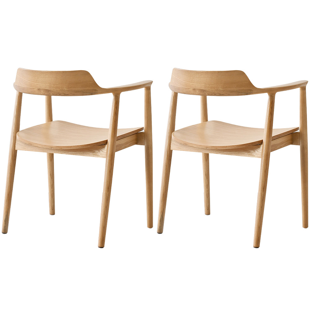 Modern Style Wooden Matte Finish Dining Arm Chair Open Back Arm Chair for Home Use