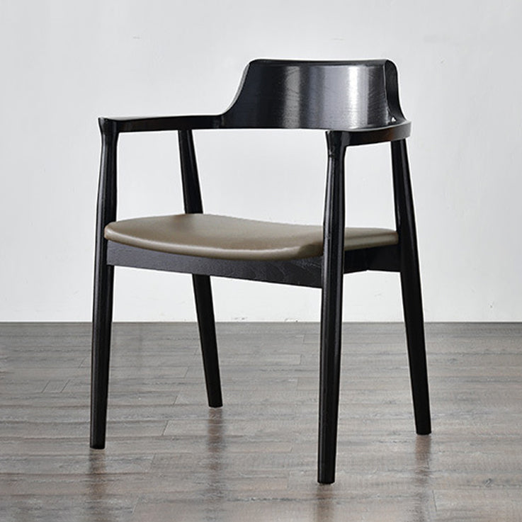 Modern Style Wooden Matte Finish Dining Arm Chair Open Back Arm Chair for Home Use