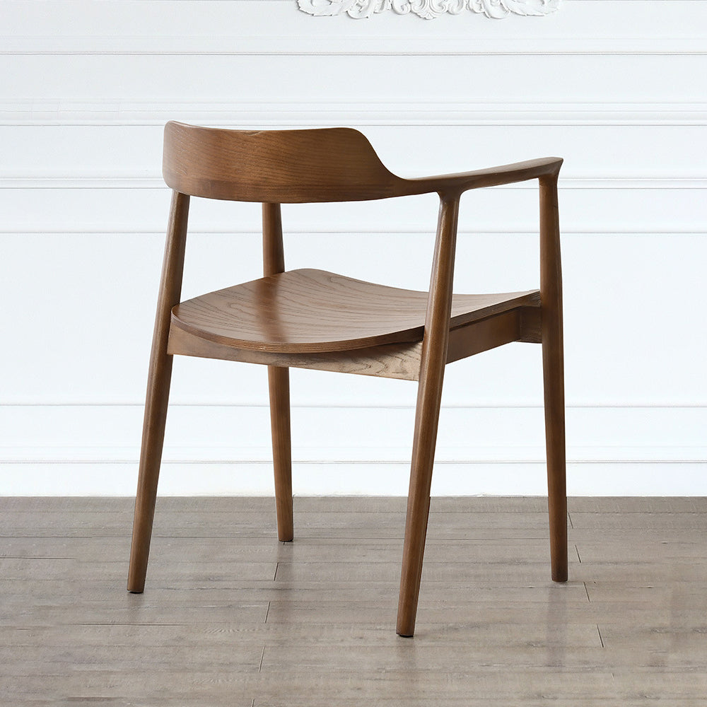 Modern Style Wooden Matte Finish Dining Arm Chair Open Back Arm Chair for Home Use