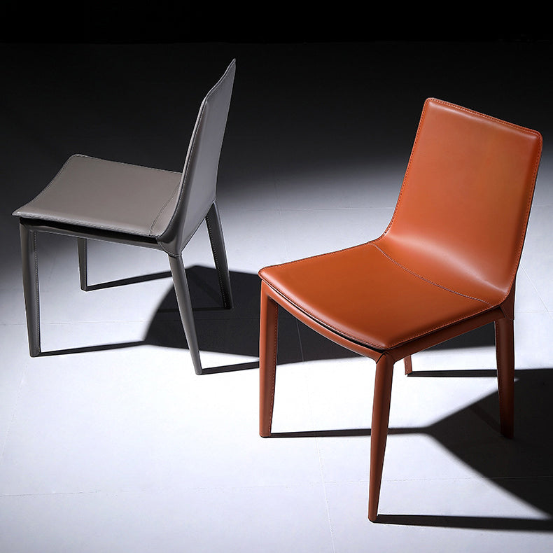 Modern Kitchen PU Leather Dining Side Chair Solid Back Dining Side Chair