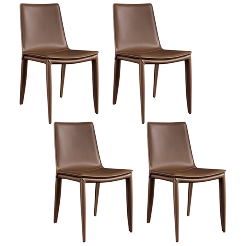 Modern Kitchen PU Leather Dining Side Chair Solid Back Dining Side Chair