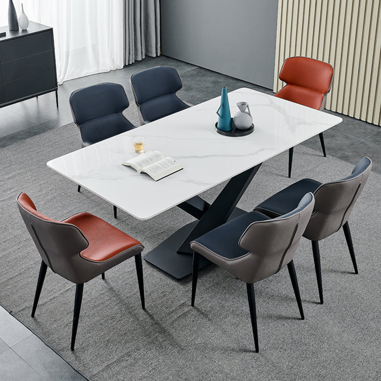 Sedia da pranzo in pelle in pelle nordica sedia a wingback per uso domestico