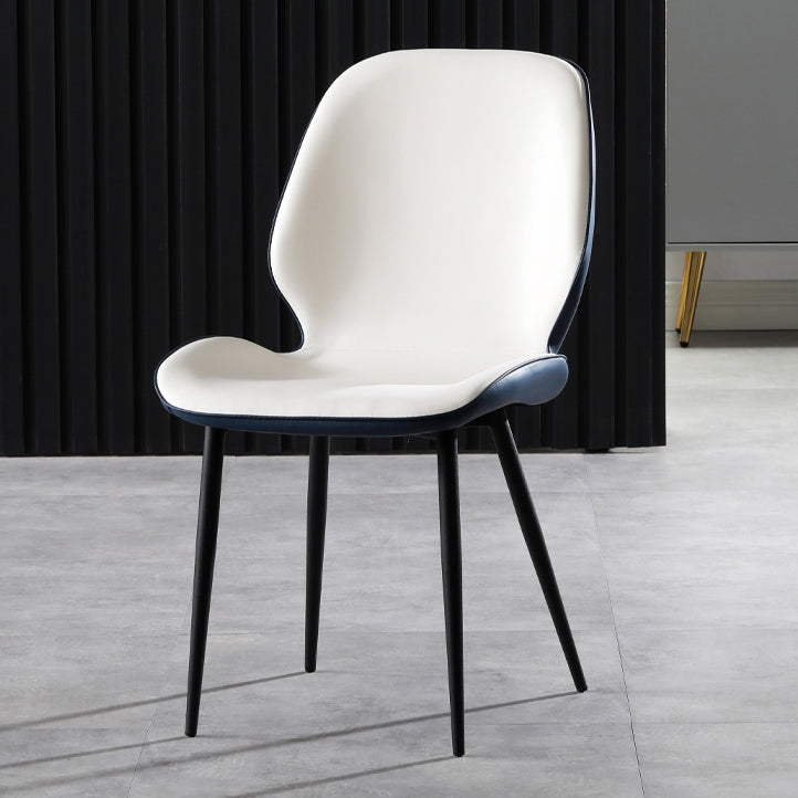 Faux Leather Contemporary Dining Room Chair Matte Finish Solid Back Dining Chairs