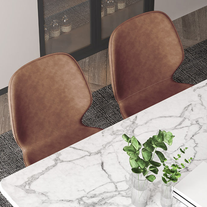 Faux Leather Contemporary Dining Room Chair Matte Finish Solid Back Dining Chairs