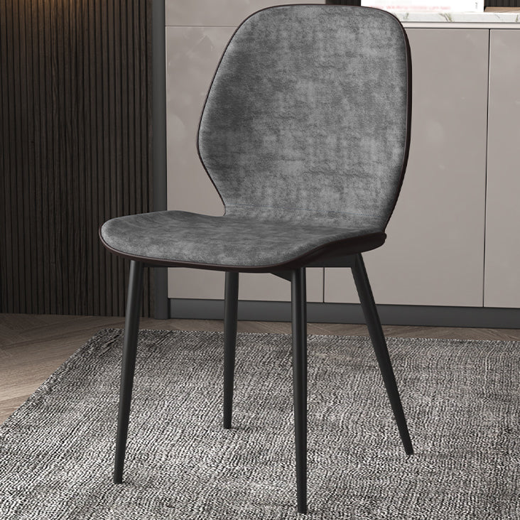 Faux Leather Contemporary Dining Room Chair Matte Finish Solid Back Dining Chairs