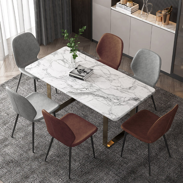 Faux Leather Contemporary Dining Room Chair Matte Finish Solid Back Dining Chairs