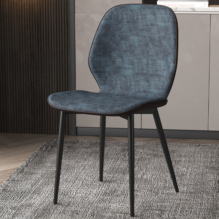 Faux Leather Contemporary Dining Room Chair Matte Finish Solid Back Dining Chairs
