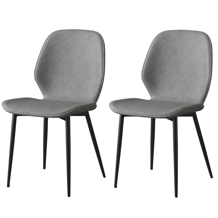 Faux Leather Contemporary Dining Room Chair Matte Finish Solid Back Dining Chairs