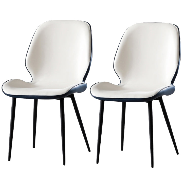 Faux Leather Contemporary Dining Room Chair Matte Finish Solid Back Dining Chairs