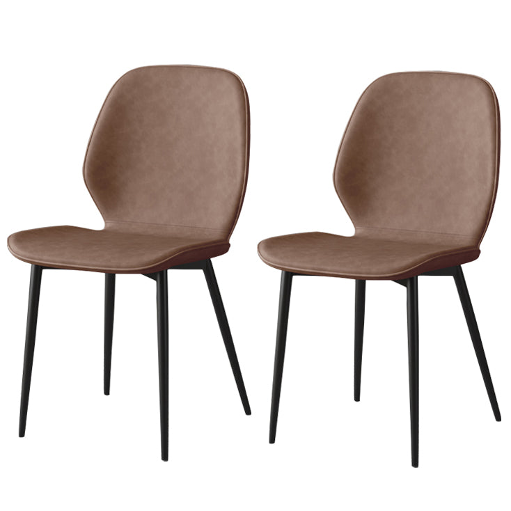 Faux Leather Contemporary Dining Room Chair Matte Finish Solid Back Dining Chairs