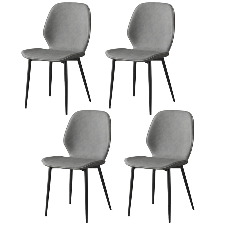 Faux Leather Contemporary Dining Room Chair Matte Finish Solid Back Dining Chairs