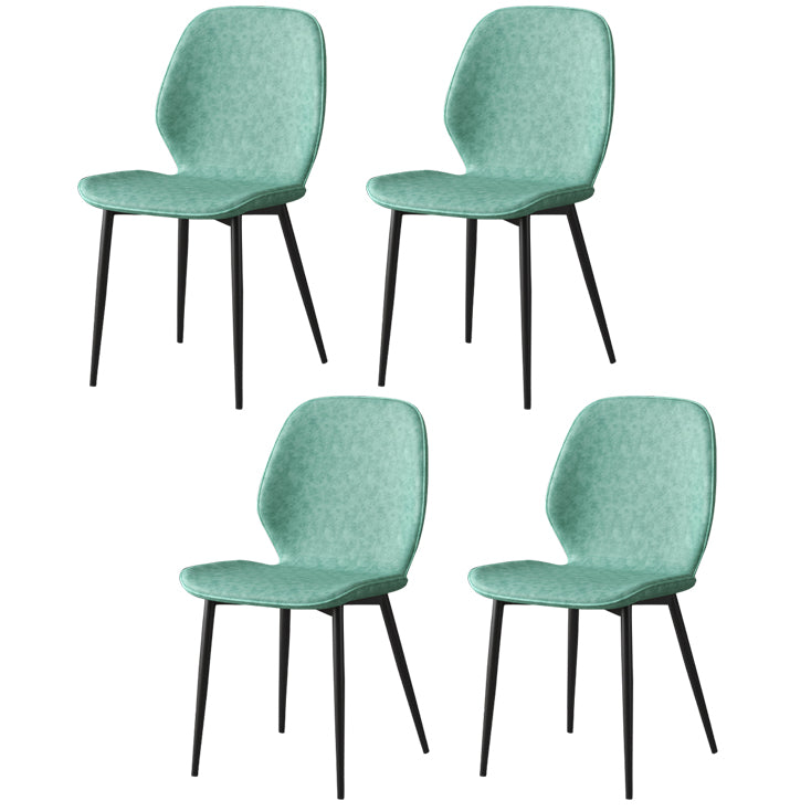 Faux Leather Contemporary Dining Room Chair Matte Finish Solid Back Dining Chairs