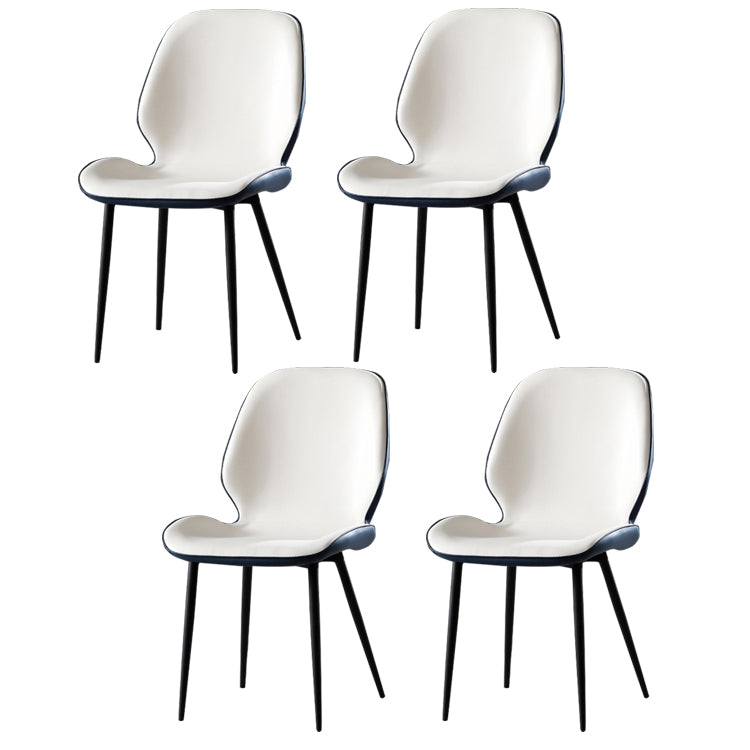 Faux Leather Contemporary Dining Room Chair Matte Finish Solid Back Dining Chairs
