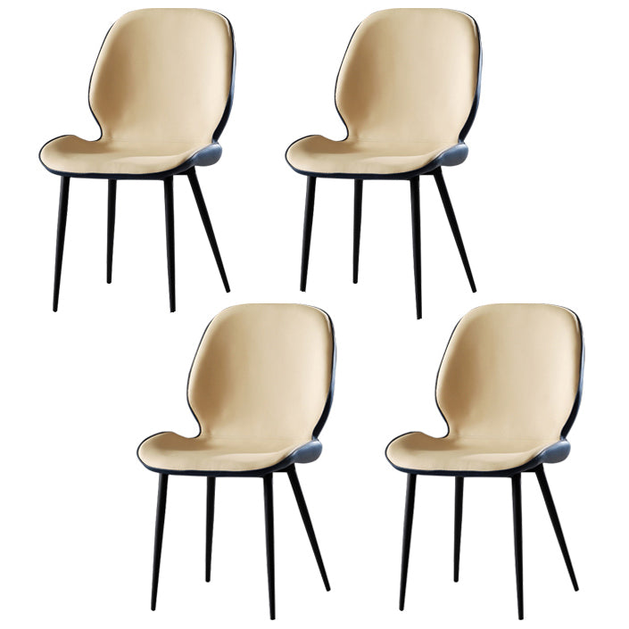 Faux Leather Contemporary Dining Room Chair Matte Finish Solid Back Dining Chairs
