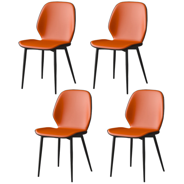 Faux Leather Contemporary Dining Room Chair Matte Finish Solid Back Dining Chairs