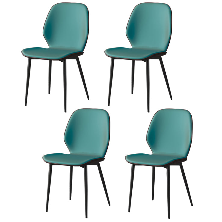 Faux Leather Contemporary Dining Room Chair Matte Finish Solid Back Dining Chairs