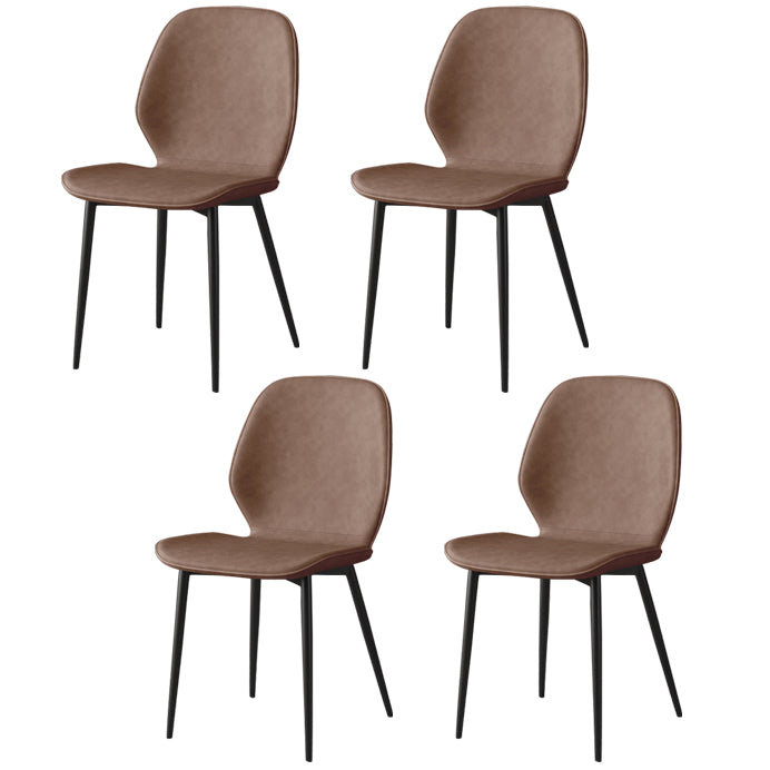 Faux Leather Contemporary Dining Room Chair Matte Finish Solid Back Dining Chairs