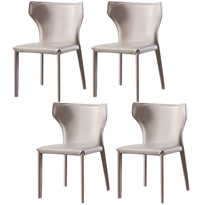 Moderne eigentijdse lederen eetkamerstoel Pure Color Wingback Side stoel