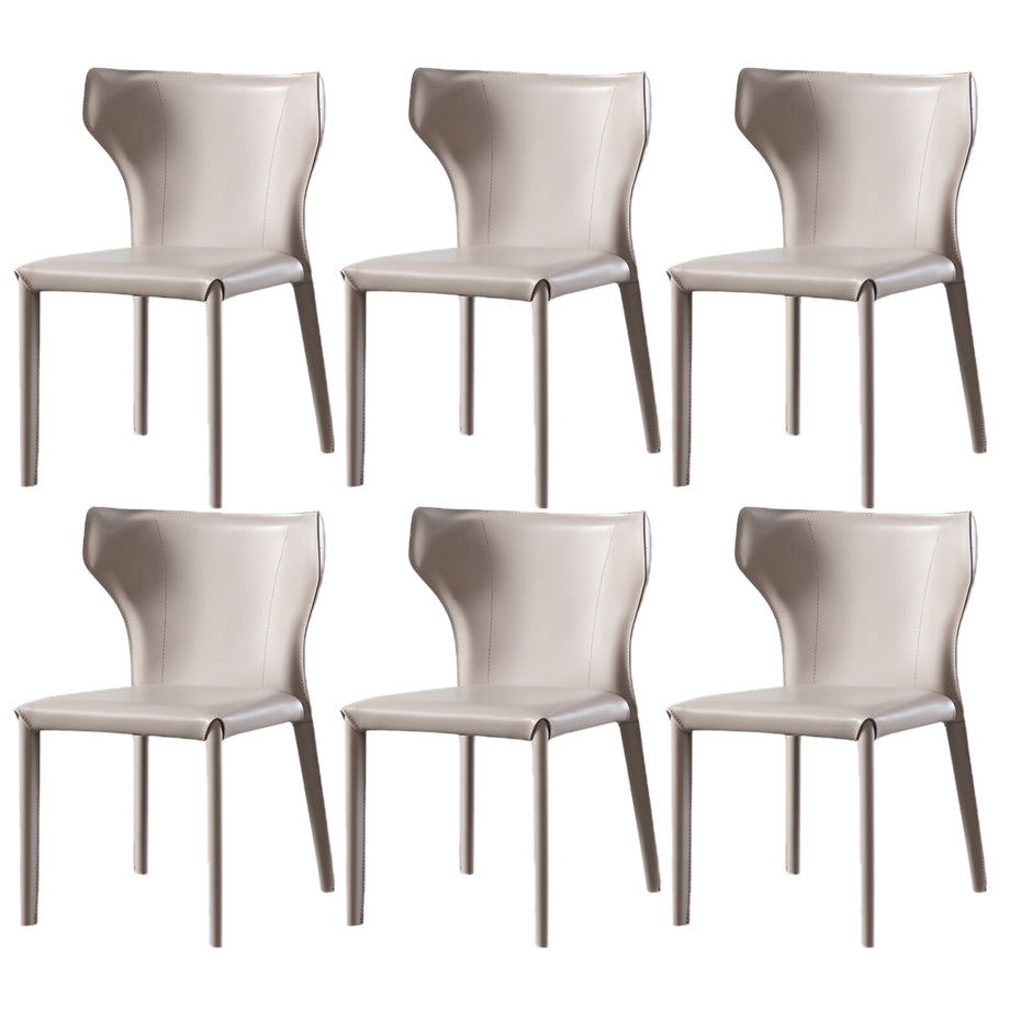 Moderne eigentijdse lederen eetkamerstoel Pure Color Wingback Side stoel