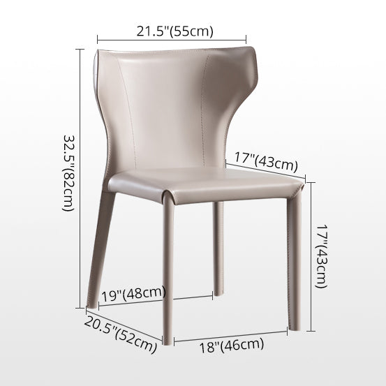 Moderne eigentijdse lederen eetkamerstoel Pure Color Wingback Side stoel