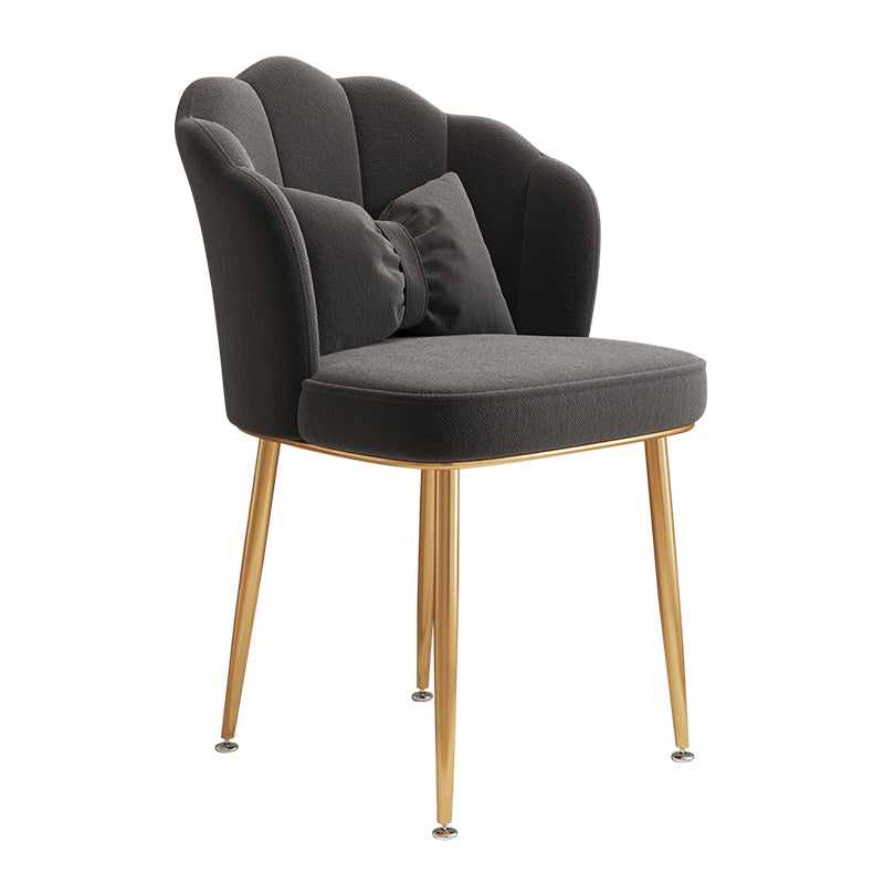 Glam Dining Room Chair 16.5'' Wide Solid Back Chair with 4 Metal Legs for Home Use