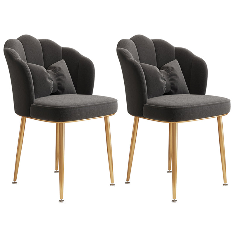 Glam Dining Room Chair 16.5'' Wide Solid Back Chair with 4 Metal Legs for Home Use